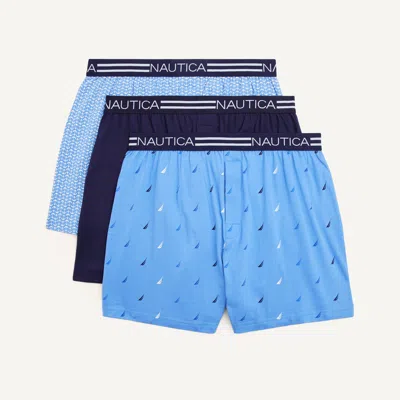 Nautica Mens Solid Knit Boxers, 3-pack In Multi