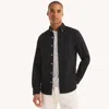 Nautica Mens Solid Oxford Shirt In Black