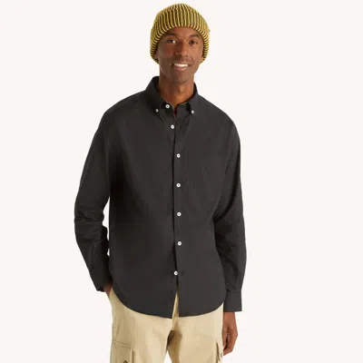 Nautica Mens Solid Oxford Shirt In Black