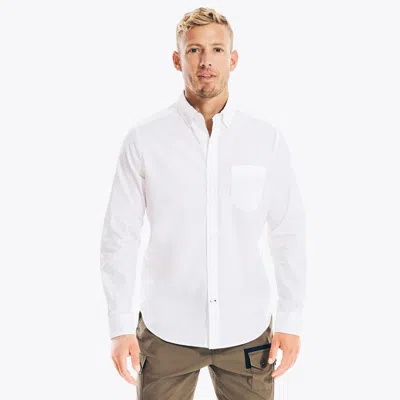 Nautica Mens Solid Oxford Shirt In White