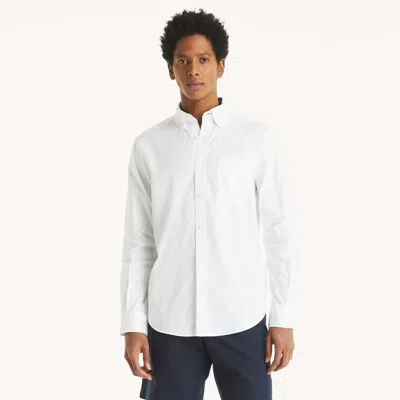 Nautica Mens Solid Oxford Shirt In White