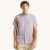 Nautica Mens Classic Fit Wrinkle-resistant Plaid Short-sleeve Shirt In Purple