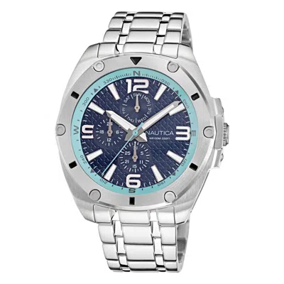 Nautica Mens Stainless Steel Multi-function Watch In Silver