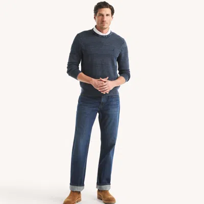 Nautica Mens Stonewashed Crewneck Sweater In Blue