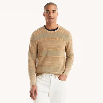 Nautica Mens Stonewashed Crewneck Sweater In Brown