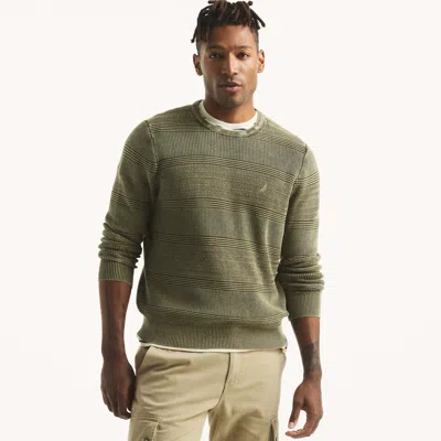 Nautica Mens Stonewashed Crewneck Sweater In Green