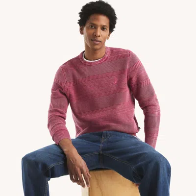 Nautica Mens Stonewashed Crewneck Sweater In Pink