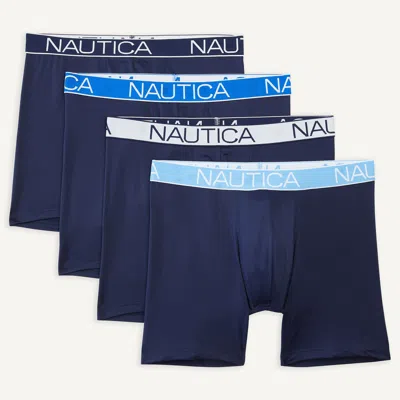 Nautica Mens Stretch Boxer Briefs, 4-pack In Blue
