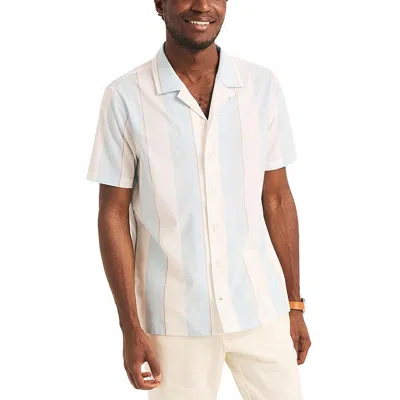 Nautica Mens Striped Cotton Button-down Shirt In Blue