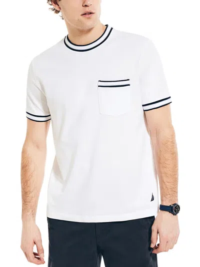 Nautica Mens Striped Cotton T-shirt In White