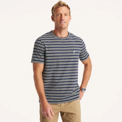 Nautica Mens Striped Crewneck T-shirt In Navy Seas
