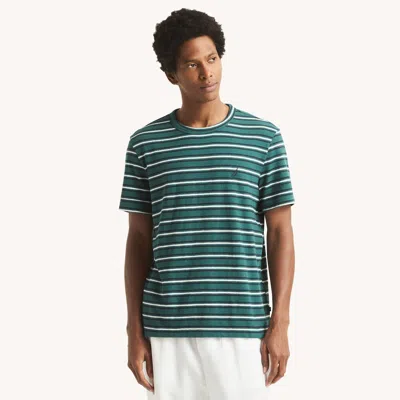 Nautica Mens Striped Crewneck T-shirt In Deep Atlantic