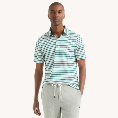 Nautica Mens Striped Golf Fit Polo In Green