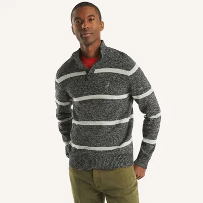 Nautica Mens Striped Mock-neck Sweater In Black