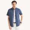 Nautica Mens Striped Oxford Short-sleeve Shirt In Blue