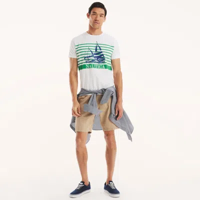 Nautica Mens Striped Sailboat Graphic T-shirt In White