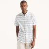 Nautica Mens Striped Short-sleeve Oxford Shirt In White