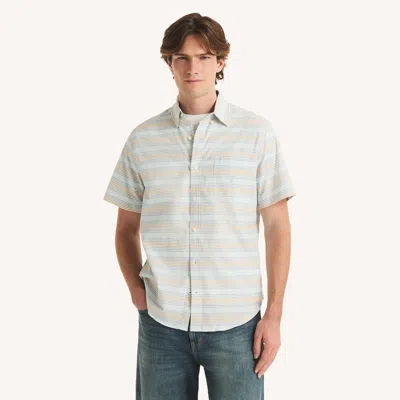 Nautica Mens Striped Short-sleeve Oxford Shirt In Multi