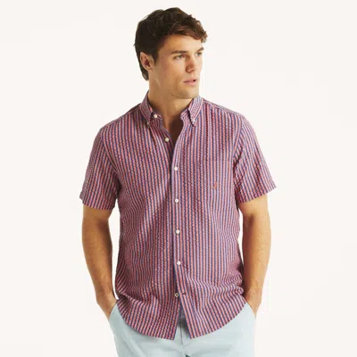 Nautica Mens Striped Short-sleeve Seersucker Shirt In Multi