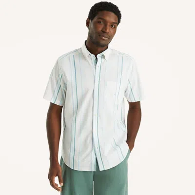 Nautica Mens Striped Short-sleeve Shirt In White