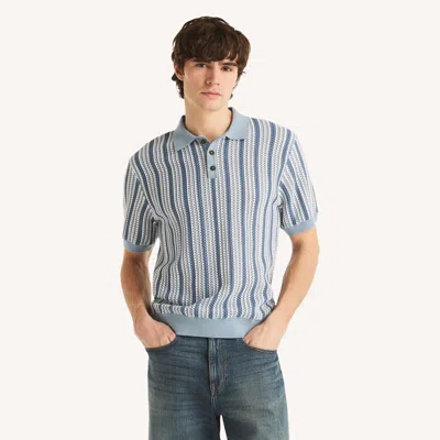 Nautica Mens Striped Sweater Polo In Blue