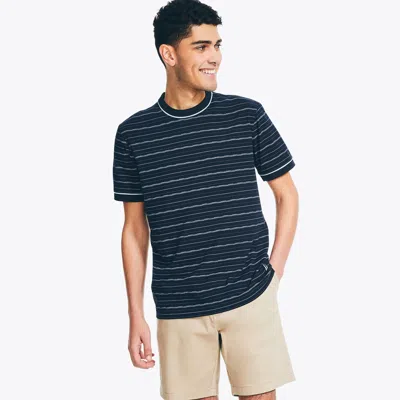 Nautica Mens Striped T-shirt In Blue