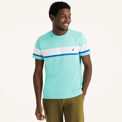 Nautica Mens Striped T-shirt In Poolsdaqua