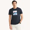 Nautica Mens Summer Waves Graphic T-shirt In Blue