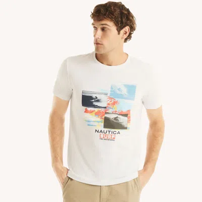 Nautica Mens Surf 1983 Invitational Graphic T-shirt In White