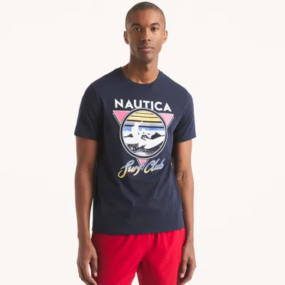 Nautica Mens Surf Club Graphic T-shirt In Blue
