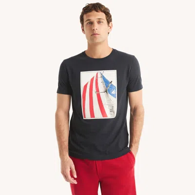 Nautica Mens Sustainably Crafted Americana Graphic T-shirt In Blue