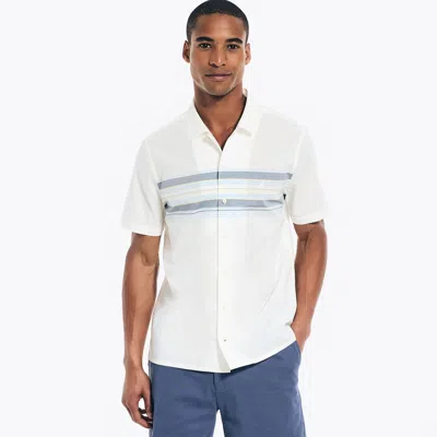 Nautica Mens Sustainably Crafted Chest-stripe Short-sleeve Camp Shirt In Multi