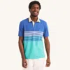 Nautica Mens Sustainably Crafted Classic Fit Chest-stripe Polo In Blue