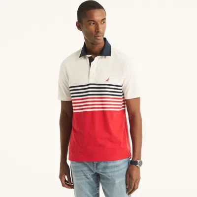 Nautica Mens Sustainably Crafted Classic Fit Chest-stripe Polo In Multi