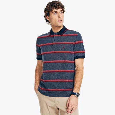 Nautica Mens Sustainably Crafted Classic Fit Striped Polo In Blue