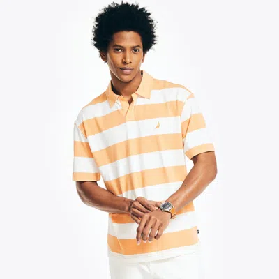 Nautica Mens Sustainably Crafted Classic Fit Striped Polo In Orange