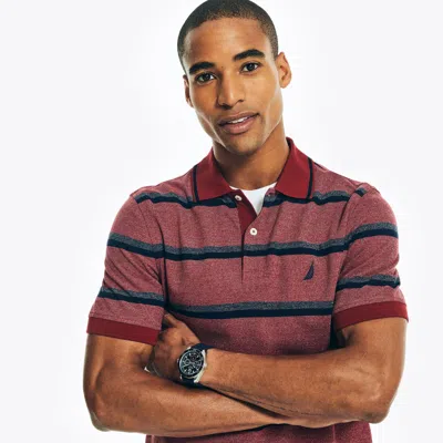 Nautica Mens Sustainably Crafted Classic Fit Striped Polo In Pink