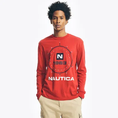 Nautica Mens Sustainably Crafted Graphic Long-sleeve T-shirt In Multi