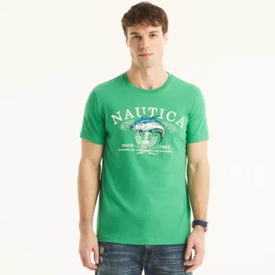 Nautica Mens Sustainably Crafted Made For Fishing Graphic T-shirt In Multi