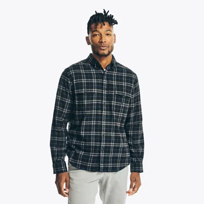 Nautica Mens Sustainably Crafted Plaid Flannel Shirt In Black