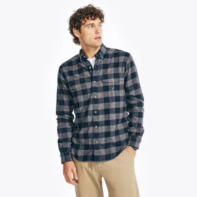 Nautica Mens Sustainably Crafted Plaid Flannel Shirt In Blue