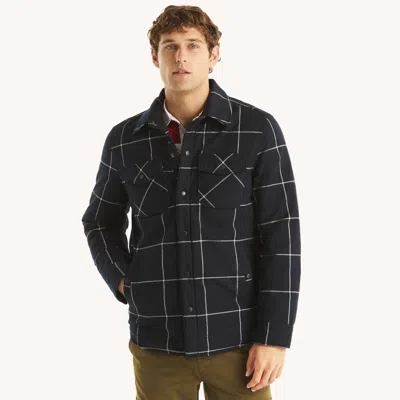 Nautica Mens Tempasphere Flannel Shirt Jacket In Navy