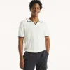 Nautica Mens Textured Argyle Sweater Polo In White