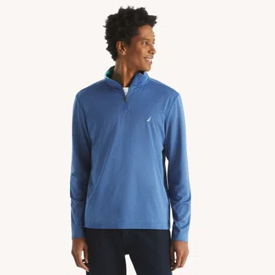 Nautica Mens Textured Interlock Quarter-zip Sweatshirt In Multi