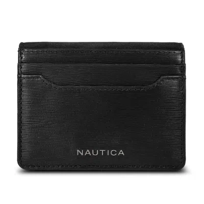 Nautica Mens Textured Leather Card Case In Multi
