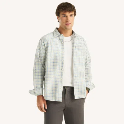 Nautica Mens Textured Plaid Shirt In Green