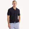 Nautica Mens Textured Striped Button-up Sweater Polo In Multi