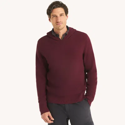 Nautica Mens Thermal Hoodie In Burgundy