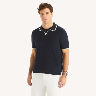 Nautica Mens Tipped Textured Sweater Polo In Blue