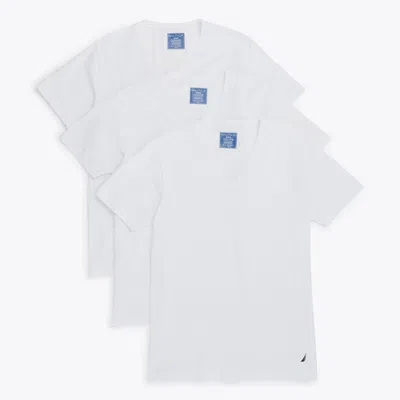 Nautica Mens V-neck T-shirts, 3-pack In White